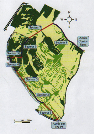 Localisation des différents secteurs de la réserve du Sabot de Frotey les Vesoul