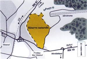 Plan de la réserve naturelle national du sabot de Frotey les Vesoul